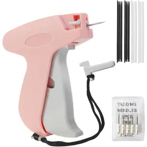 Stitch Gun for Clothes-Mini Stitch Gun Refills-Tagging Gun for Clothing-Sewing Kit Includes 5 Needles 500 Black Fasteners &500 White Fasteners （Pink）