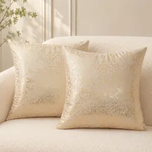 Premium 2-Pack Reversible Gold Foil Texture Pillow Covers, Nordic-Inspired Cushion Covers (2 Pieces) for Sofa, Bed Decor, Two Pieces