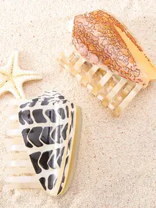 1PC Personalized Hebrew Cone Shell Hair Clip Set, Easy-To-Use Fabric Claw Clips for Summer Holidays, Perfect Gift for Women, Ponytail Claw Clip