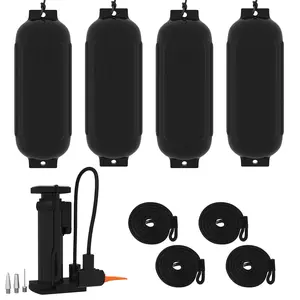 Heavy Duty Inflatable Boat Fenders 4 Pack – Marine Grade Bumpers Set with Ropes, Air Pump & Storage Bag for Docking, Mooring & Pontoon Protection – Ideal for 10-35ft Boats, Fishing & Dock Accessories Heavy Duty Inflatable Boat Fenders 4 Pack
