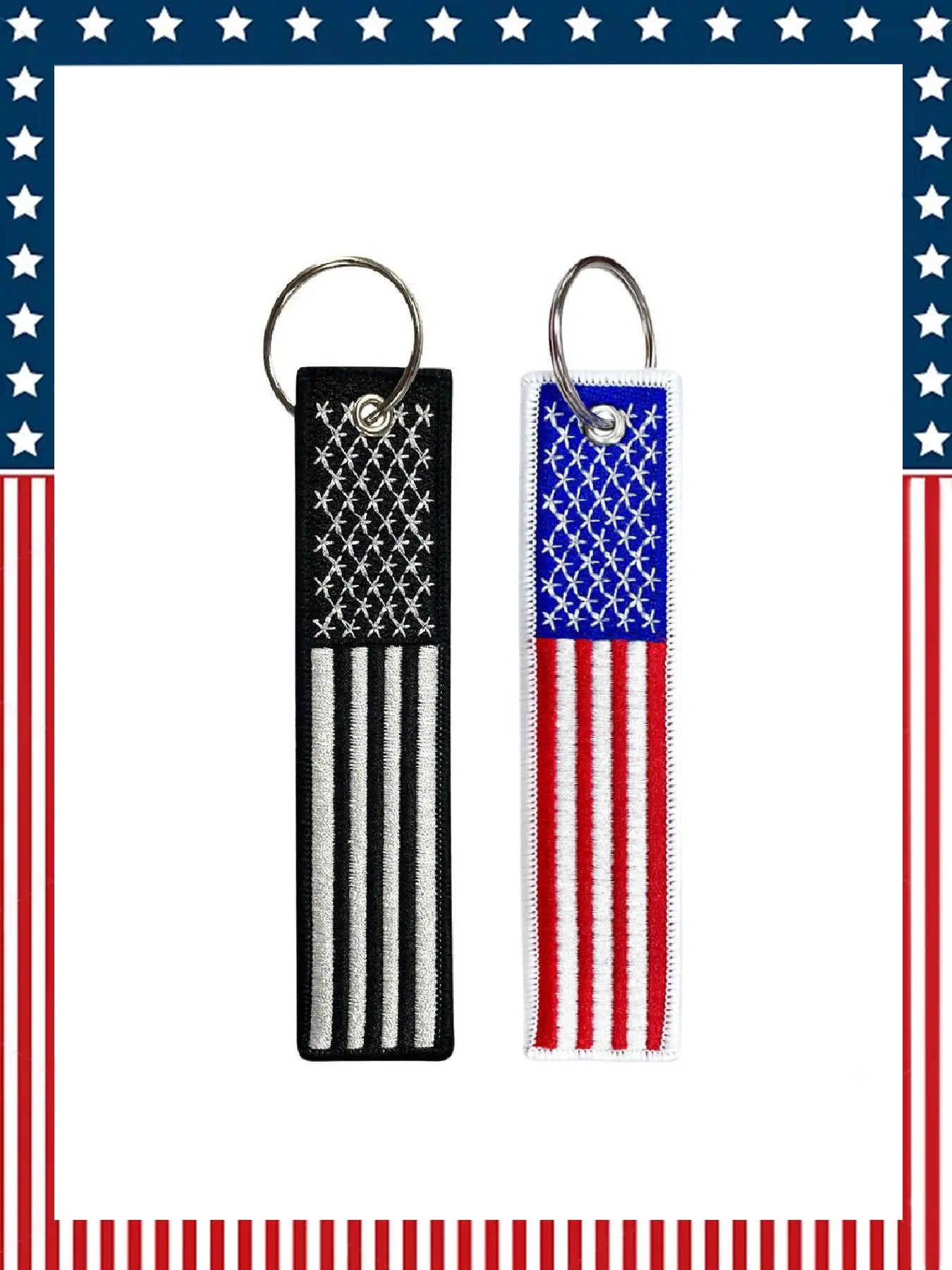 American flag keychain, Independence Day flag keychain tag with key fob, suitable for everyday carrying on motorcycles, scooters, cars, and as a gift. A practical little gift for Dad on Father's Day, Keychain for car keys