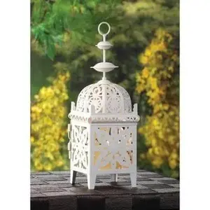 White Filigree Candle Lantern