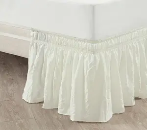 Ruched Ruffle Elastic Wrap Around Queen/King/Cal King Bedskirt
