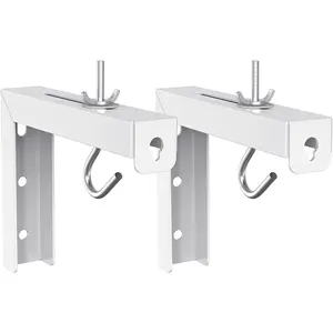 Universal Projector Screen Ceiling Mount, Wall Hanging Mount L-Brackets, 6 inch Adjustable Extension with Hook Kit,  Projector Screen Placement Hold up to 66 lbs (PSM001-W), White
