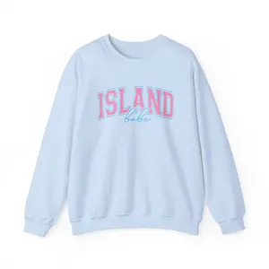 Island Babe Sweatshirt | Pastel Pink & Blue Coastal Graphic