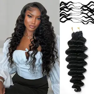[NEW IN] OQ HAIR 14-24inches Loose Deep Crochet Human Hair Miracle Knots Pre-Separated Boho Braids 100% Virgin Human Hair Feather Soft Natural Black Color Hair Extensions for Full Head 4 to 5 Bundles Recommended