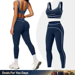 GYMER Two Pieces Suit Airbrush High-Waist 7/8 Heart Throb Leggings Scrunch Butt Lifting Seamless Yoga Leggings Workout Gym Activewear