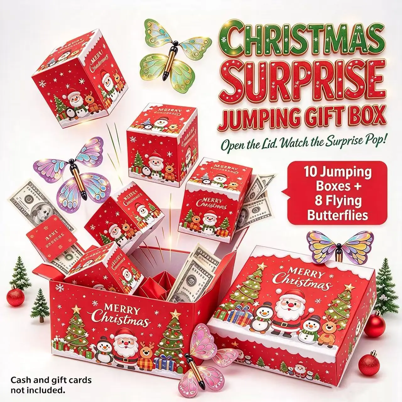 Indoor Recreation Playful Explosion Box Prank Gift Set (8-10 Pieces), Funny Surprise Reveal Box Kit, Whimsical Pop Out Mini Trinkets, Great Novelty Gift for Family Game Night and Festive Celebrations