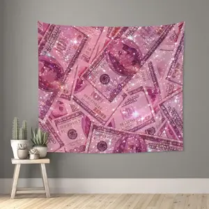 Pink Money Tapestry For Bedroom Aesthetic 2000s Vintage Room Decor 60"x50"
