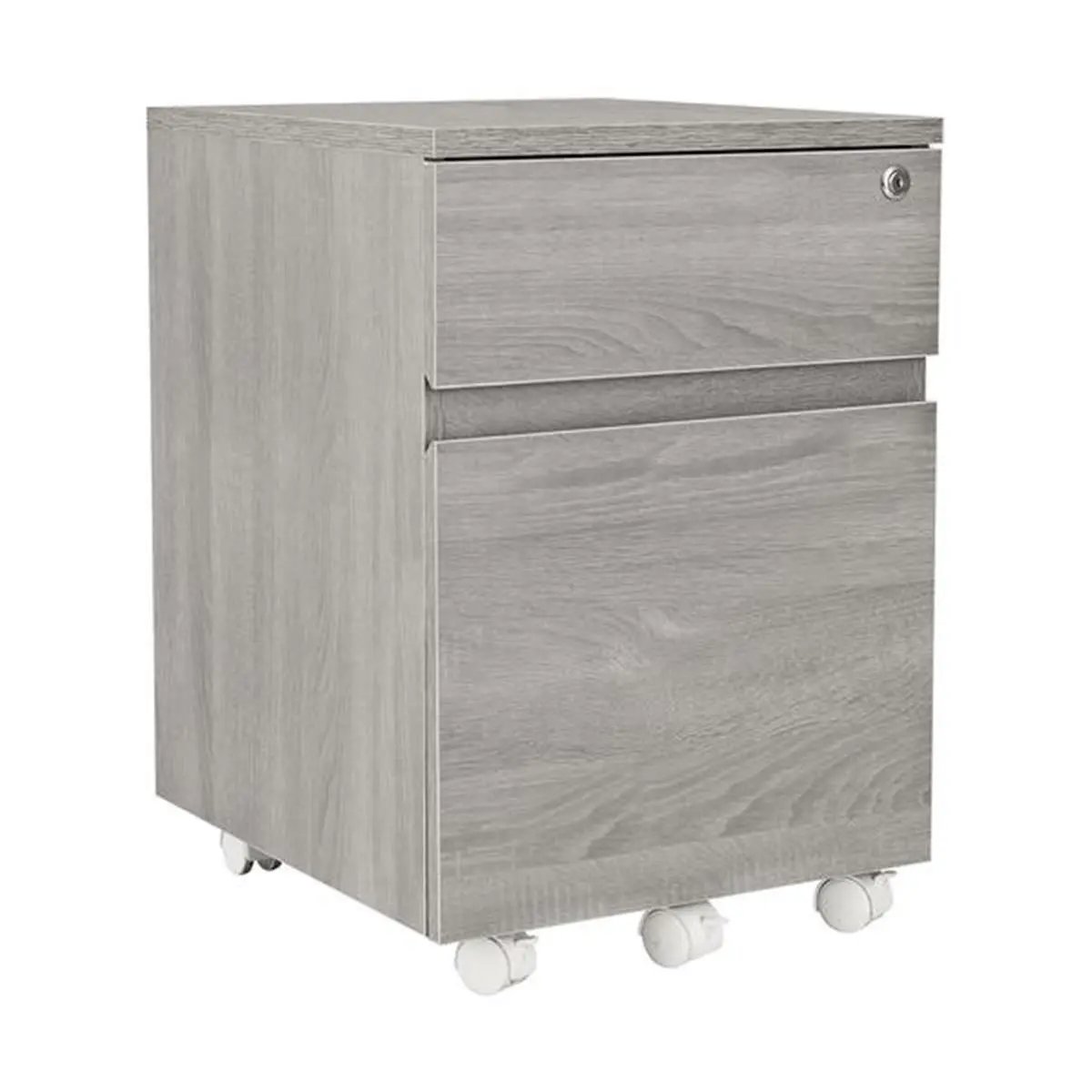 Techni Mobili RTA-S18-GRY Rolling Two Drawer Vertical Filing Cabinet with Lock & Storage, Grey - 22.75 x 15.75 x 17.75 in.