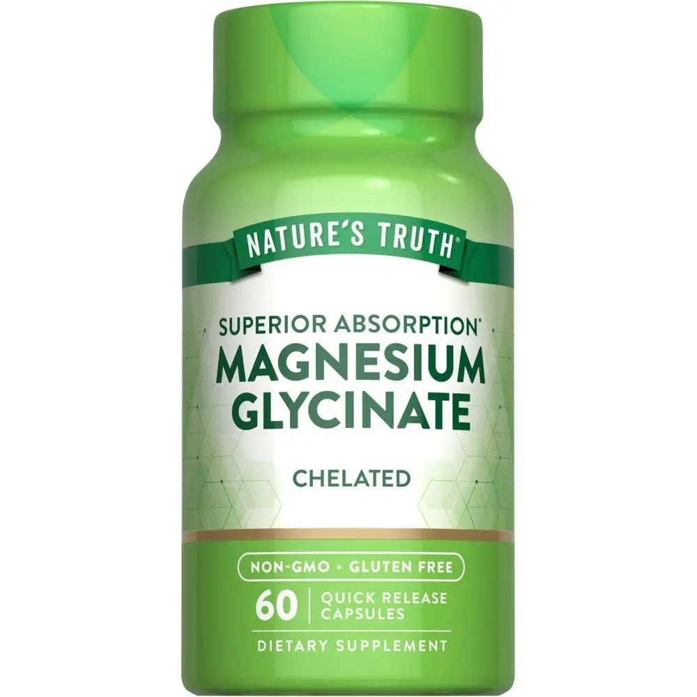 Nature's Truth Magnesium Glycinate Capsules - 60 Count - Chelated Superior Absorption Formula - Non-GMO & Gluten Free Supplement