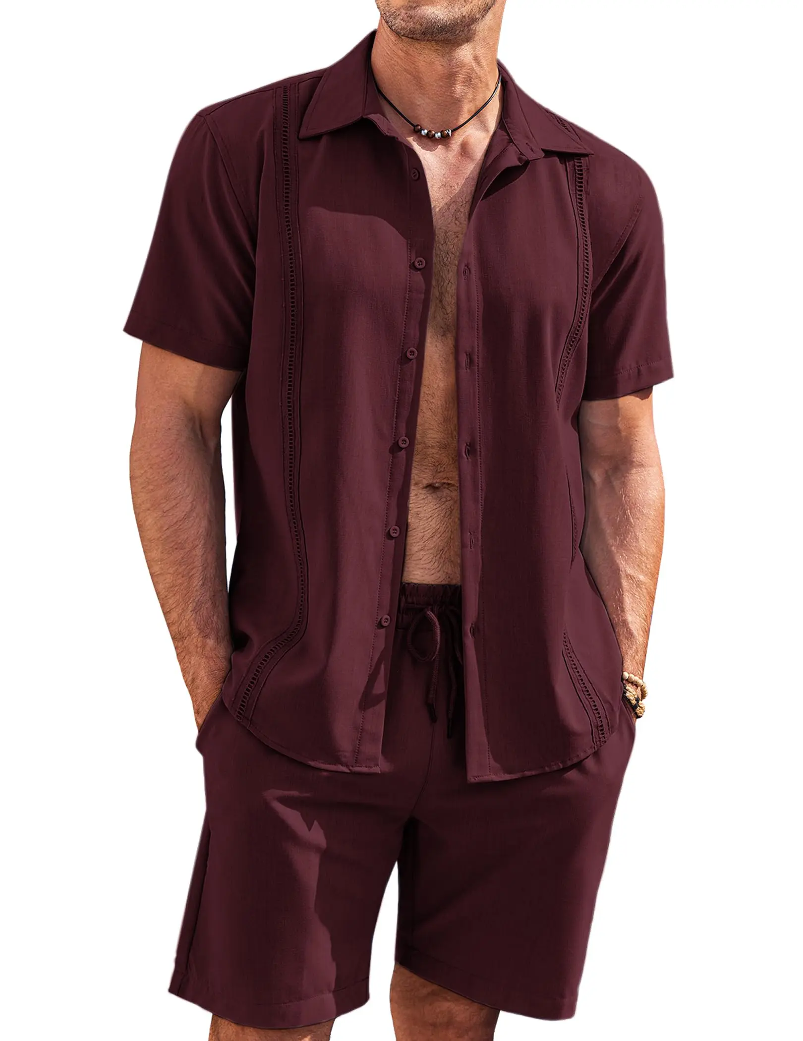COOFANDY Mens Two Piece Outfits Sets Casual Matching Shirt and Shorts Set Summer Clothes