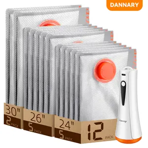 Wireless Portable Vacuum Compression Bags with USB Rechargeable Handheld Pump – Waterproof & Reusable Space Saver for Luggage-15 Pack Portable Space Saver Bags for Travel & Home-Vacuum Compression Packing Seal for Clothes, Blankets, Seasonal Storage