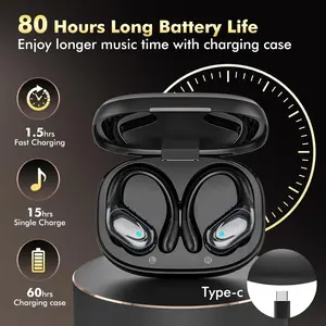Wireless Headphones Sport Bluetooth Earphones IPX7 Waterproof Earbuds 75 Hrs Battery with Mic LED Power Display for Gym