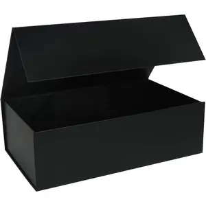 Black Gift Box with Magnetic Lids 13.8x8.3x4.4 in, Large Gift Boxes for Bridesmaid and Groomsman Proposal 1 Pack, Collapsible Rectangle Storage Box