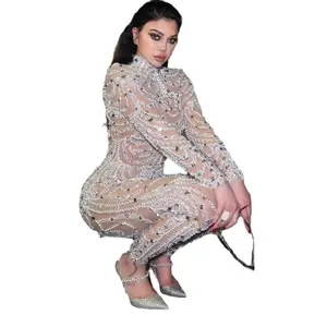 2025 New Women's Dress Slim Fit Flattering Sheer Sequin Sexy Jumpsuit
