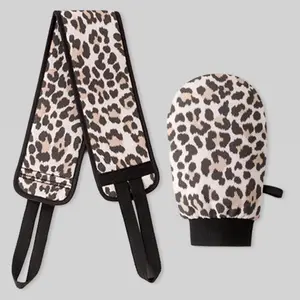 Leopard Print Silk Exfoliating Towel Back Scrubber, Exfoliating Bath Tool, Soft and Gentle Bathing Accessory, Perfect for Skin Care and Relaxation