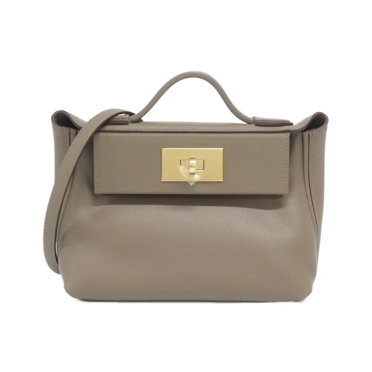 Pre-owned HERMÈS Calfskin Shoulder Bags Hermes 2424 Mini Evercolor Swift Bag