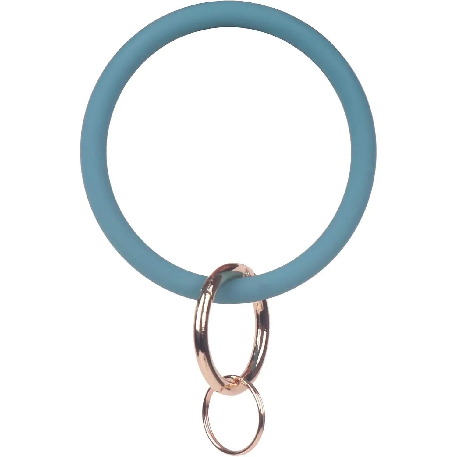 Silicone Wrist Keychain Circle Bracelet Rubber Bangle Round Keyring Holder