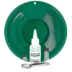 ASR Outdoor Gold Panning Kit Gold Prospecting Beginners Kit, Vial, Snifter Bottle, 5 Piece Kit with Pan and Tweezers