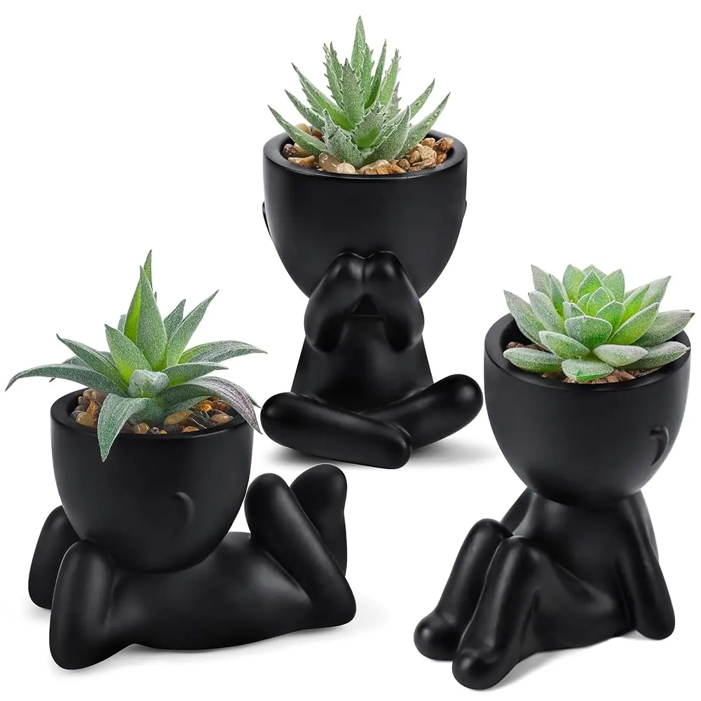 3 counts Fake Succulents Plants Artificial for Black Bathroom Bedroom Home Room Decor Aesthetic Indoor for College Dorm Desk, Apartment Shelf & New Home Moving Decor, summerwins Mid Year Sale