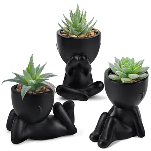 3 counts Fake Succulents Plants Artificial for Black Bathroom Bedroom Home Room Decor Aesthetic Indoor