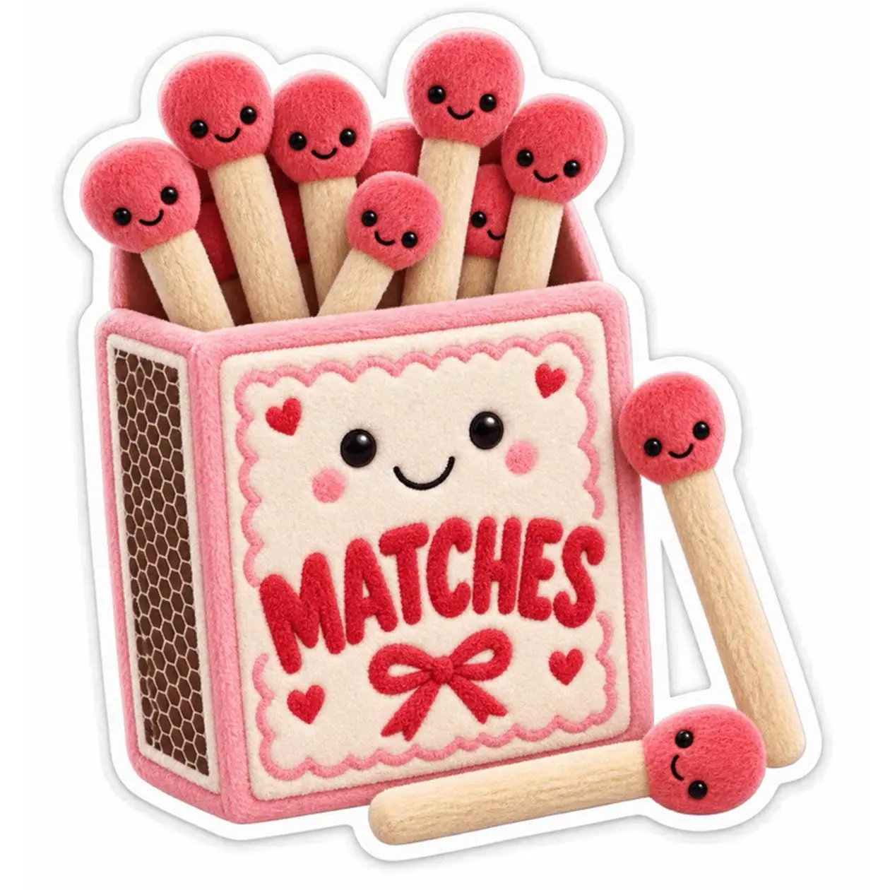 Waterproof UV-Resistant Matches Sticker - Adorable Matchbox Design with Smiling Matchsticks - Perfect for Decor and Craft Projects
