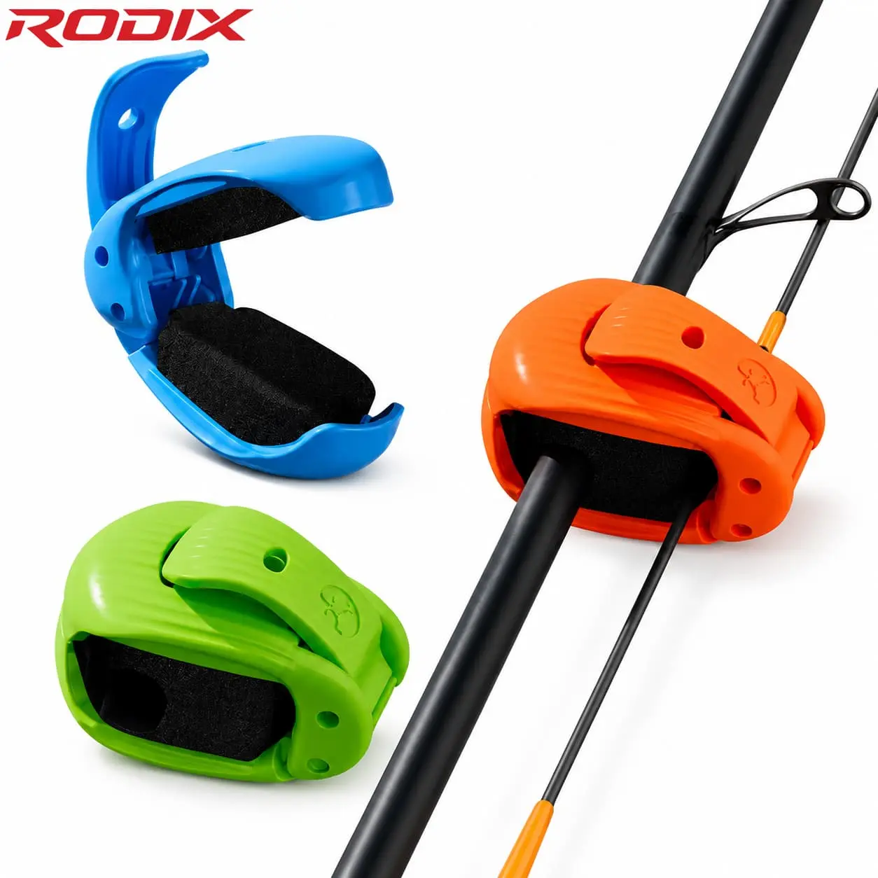 RODIX Multi-Function Fishing Rod Holder Clip, 1-Click Lock, 1-Hand Operation, ABS Material with High-Elastic HR Foam, for Spinning & Telescopic Fishing Rods