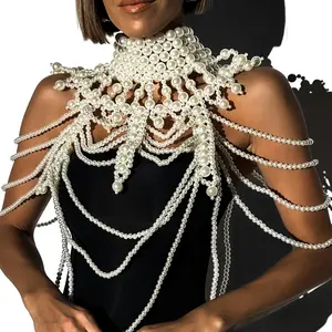 Vintage-Inspired Handcrafted Multi-Layer Faux Pearl Body Chain Elegant Boho-Chic Design Perfect for Weddings & Banquets Chic Bridal Versatile White Pearls Wedding Accessories All Fit