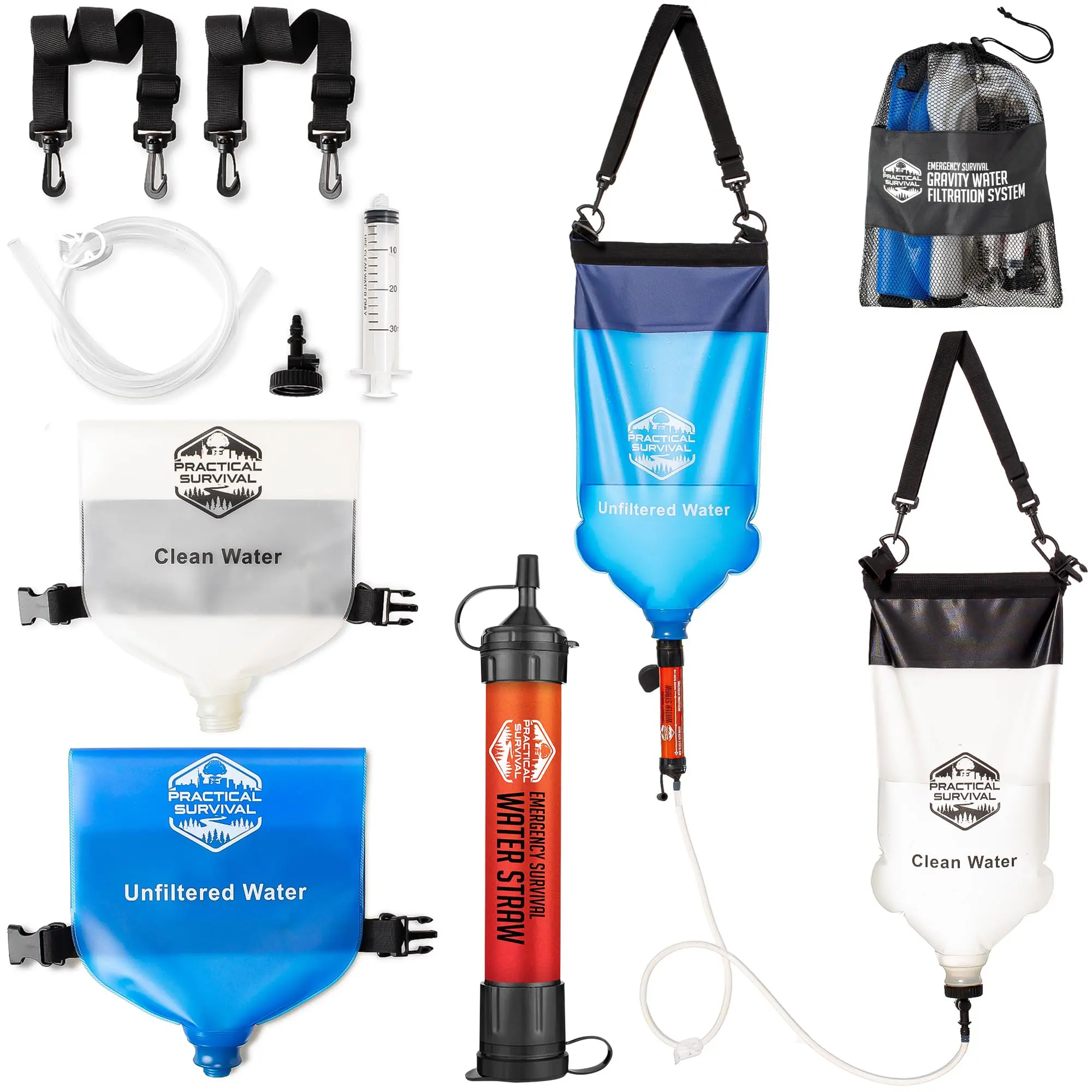 Practical Survival Gravity Water Filtration System 2 High Capacity Lightweight Hanging Bags for Backpacking, Camping, Survival, Hiking, Hunting - Dirty, Clean Water Bags and Water Filter Included - TikTok Shop Practical Survival Gravity Water Filtration System 2 High Capacity Lightweight Hanging Bags for Backpacking, Camping, Survival, Hiking, Hunting - Dirty, Clean Water Bags and Water Filter Included - TikTok Shop