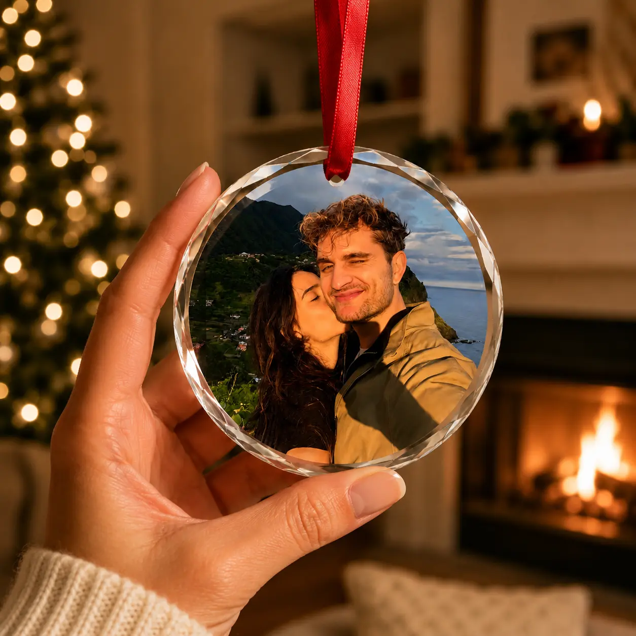 Custom Round Crystal Photo Ornaments,Personalized Photo Gifts,Wedding Gifts,Anniversary Gifts,Keepsake Gifts,Family Gifts