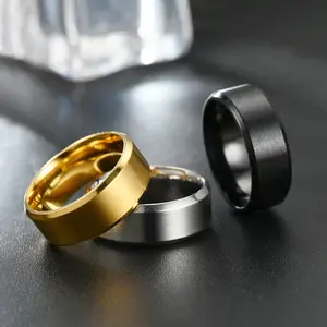 Classic 8mm Mens Ring Surface Brushed Stainless Steel Ring for Women Men Couples Jewelry Daily Accessories