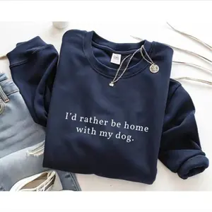 OddPaws - I'd rather be home with my Dog Crewneck, Dog Person Hoodie Dog lovers sweater Gift for mom, Gifts for bff, Dog mom sweatshirt Dog mama Shirt