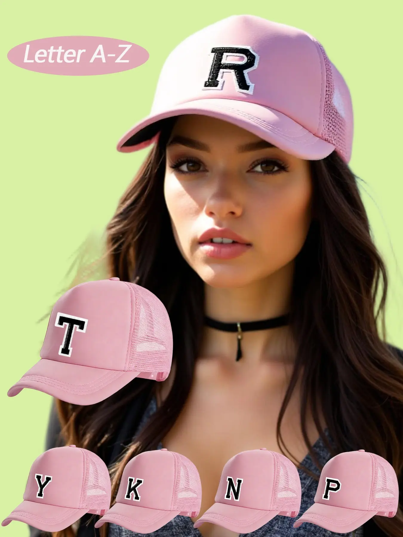 Letter A-Z Solid Color Baseball Cap, Breathable Mesh Fabric, Fashion Comfort Headwear, Casual Wear Perfect Choice, All Seasons