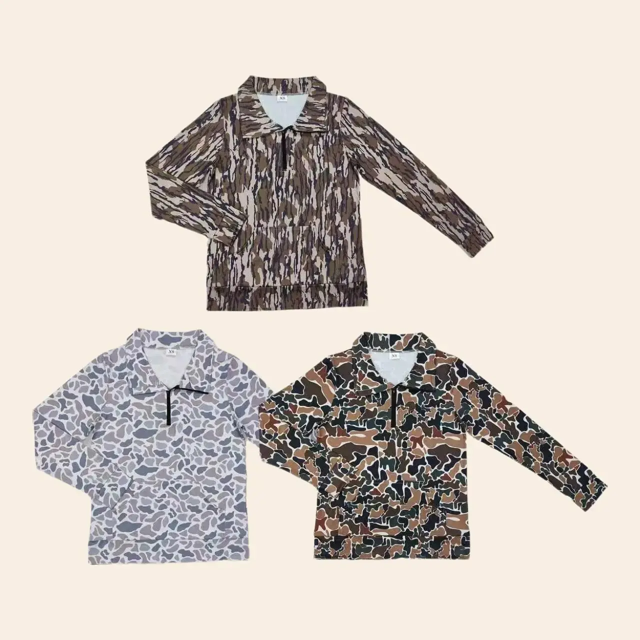 UWH Adult Women Camo Winter Shirt Hunting Clothes Pollover Half Zipper Top