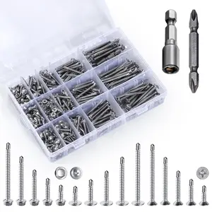 440 count 410 Stainless Steel Sheet Metal Self-Tapping Screws Combination Set with Flat , Large Flat  and Hexagon  Screws