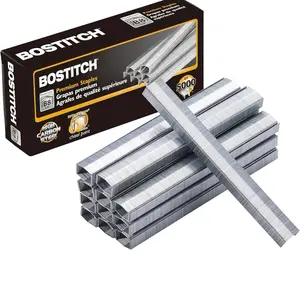 BOSTITCH B8 Powercrown Premium Staples 1/4" Leg Length 5000 per Box High Carbon Steel Full-Strip 210 Sheet Capacity Silver