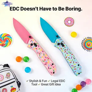 Foldable Compact EDC Utility Tool, Stylish Blush Pink Macaron-Style Design, Safe for Camping and Kitchen Tasks