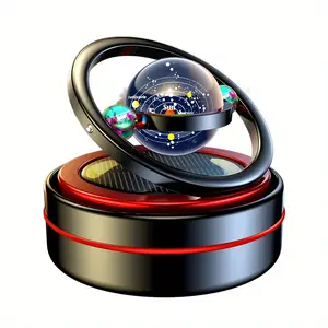 corvette cup holder Solar-Powered Rotating Car Dashboard Ornament with Floating Planet Design, Black - Auto Aromatherapy Diffuser for Car Interior, Office, or Home Decor, Christmas Gift Idea, Office Air Freshener | Celestial Theme | Decorat