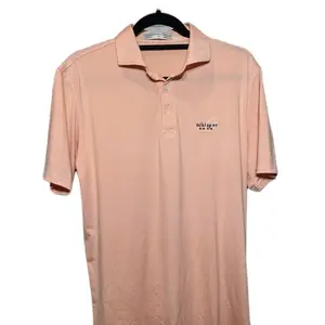 Holderness and Bourne Striped Golf Polo Shirt in Peach Color with Logo Embroidery