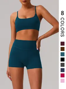 Women's Solid Color Fitness Sport Two-Piece Set, High Elastic Tank Top and High Waist Butt Lifting Shorts, Suitable for Gym and Outdoor Activities, Workout Running Outfits, Gym Workout Set, Yoga Outfit Set