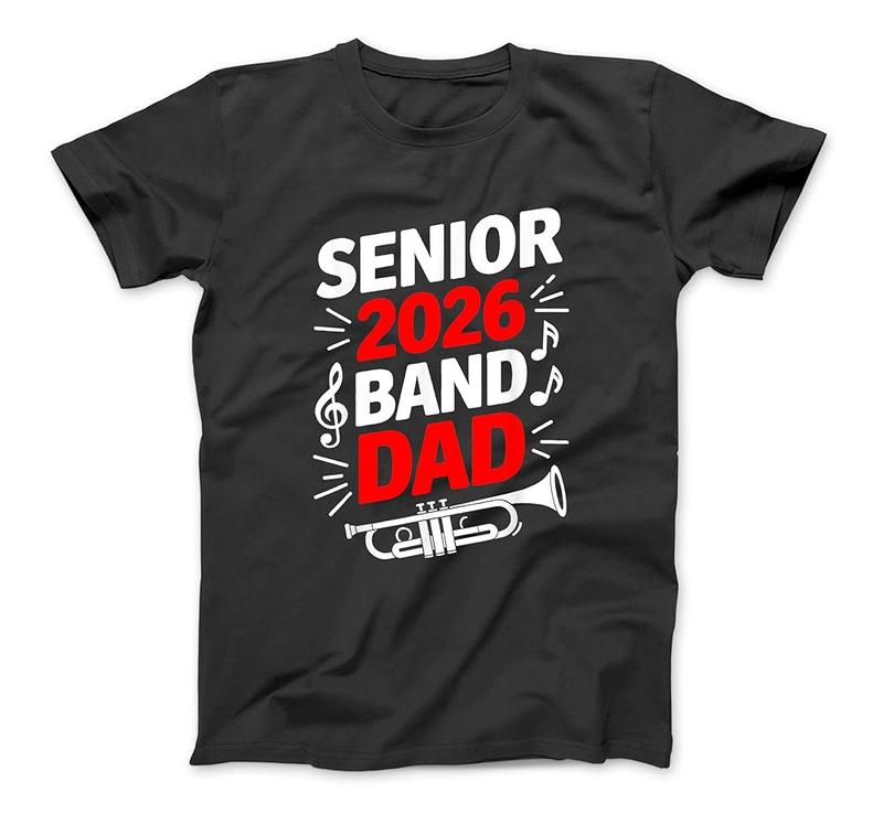 Senior 2026 Band Dad Marching Band Class Of 2026 Papa Red T-Shirt