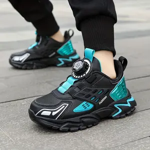 [shipping from US][shipping from US]Boy's Trendy Basketball Shoes With Rotating Buckle, Comfy Non Slip Shock Absorption Sneakers For Kids Outdoor Activities