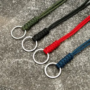 Outdoor Rock Climbing Paracord Men Women ID Lanyard Cobra Snake Knot Split Ring ID Holder Neck Lanyard Badge Holder Gift