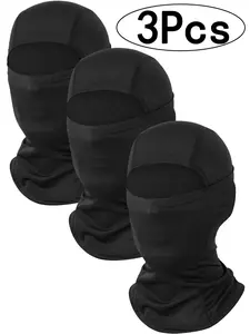 3Pcs-Warm Windproof Motorcycle Helmet Cover, Cycling Face Mask, Camouflage Headset Gloves Unisex, Sporty Style, All Seasons Use