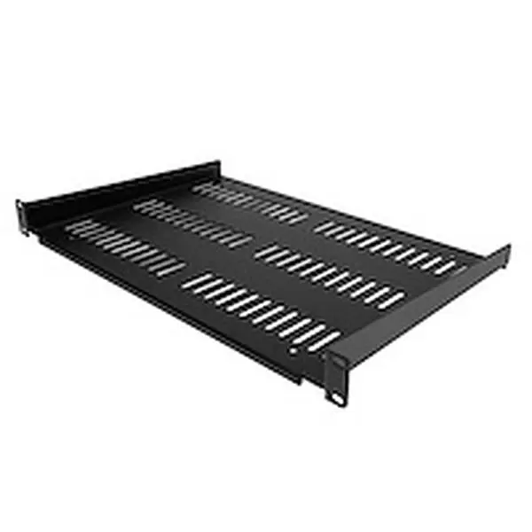 Startech 1U Depth Rectangular 1-Layer Multifunctional Cold-Rolled Steel Vented Fixed Server Rack Cabinet Shelf - 12in 1-Piece Cantilever Tray for EIA/ECA-310 Racks, Includes Hardware, Improves Airflow