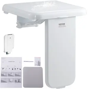 VEVOR Folding ABS Shower Seat, 15.7''x 16.7'' Unfolded, Wall Mounted Fold Up Shower Bench with 440 lbs Load Capacity, Space Saving Fold Down Shower Chair for Seniors Pregnant Women Children Adults