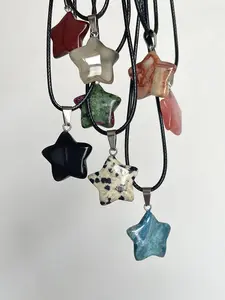 Trend Natural Stone Hexagon Crystal Rose Quartz Opal Star Pendant Necklace for Women Fluorite Lapis Bullet Pendulum Jewelry Gift 2026 New