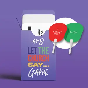 And Let The Church Say Game + 2 Double-Sided Fans AMEN & I REBUKE THAT for Game Night Bible Study Church Events Family Time