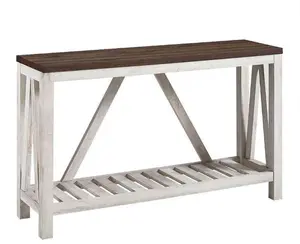 Walker Edison AF52AFTWWO 52 in. A-Frame Rustic Entry Console Table - Dark Walnut Top w & White Oak Body